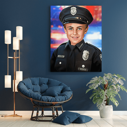 Policjant - druk na płótnie, spersonalizowany prezent dla syna - Adamell.pl