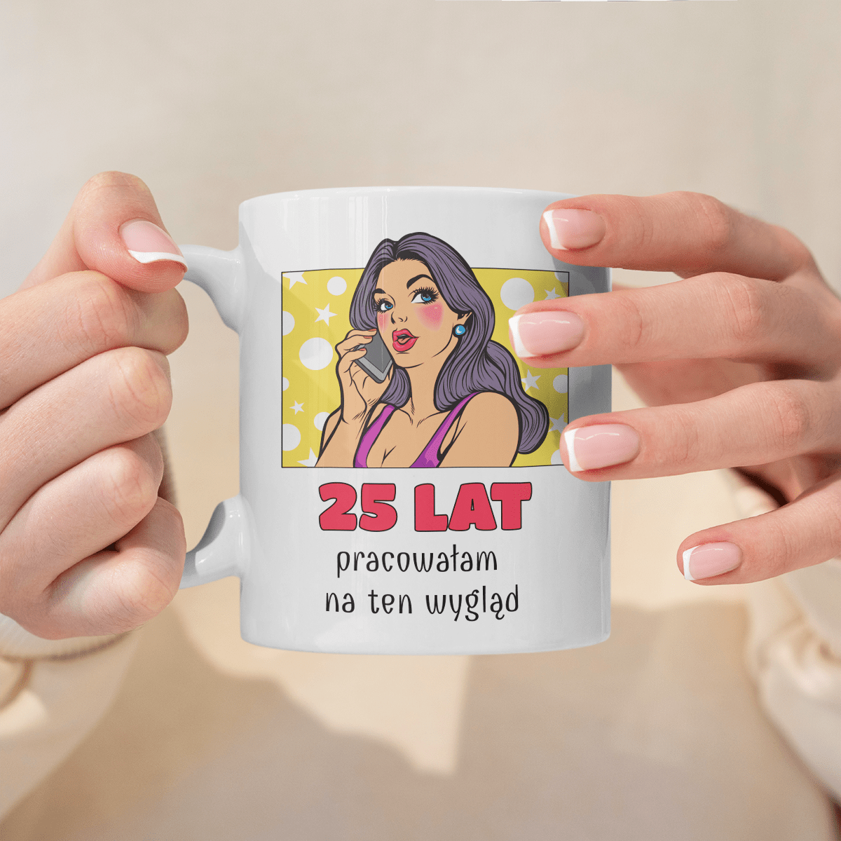 Pop art 25. urodziny - 1x Kubek z nadrukiem, spersonalizowany prezent dla niej - Adamell.pl