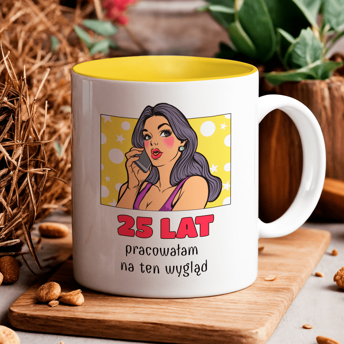 Pop art 25. urodziny - 1x Kubek z nadrukiem, spersonalizowany prezent dla niej - Adamell.pl