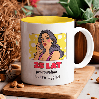 Pop art 25. urodziny - 1x Kubek z nadrukiem, spersonalizowany prezent dla niej - Adamell.pl