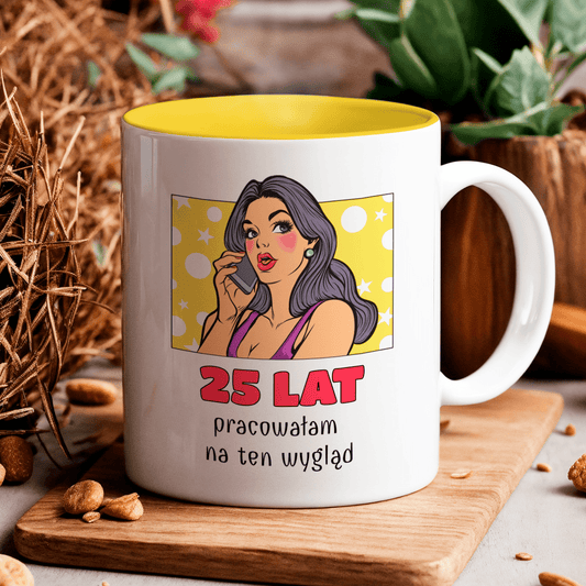 Pop art 25. urodziny - 1x Kubek z nadrukiem, spersonalizowany prezent dla niej - Adamell.pl