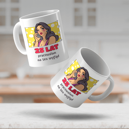 Pop art 25. urodziny - 1x Kubek z nadrukiem, spersonalizowany prezent dla niej - Adamell.pl