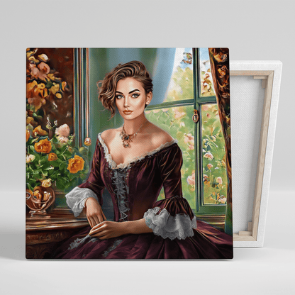 Portret damy - druk na płótnie, spersonalizowany prezent dla siostry - Adamell.pl