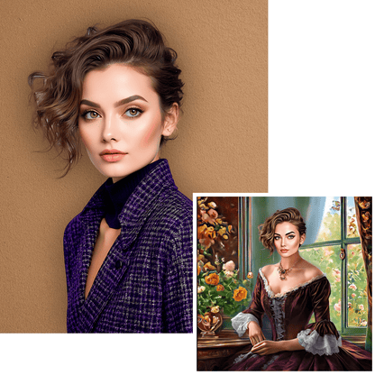 Portret damy - druk na płótnie, spersonalizowany prezent dla siostry - Adamell.pl