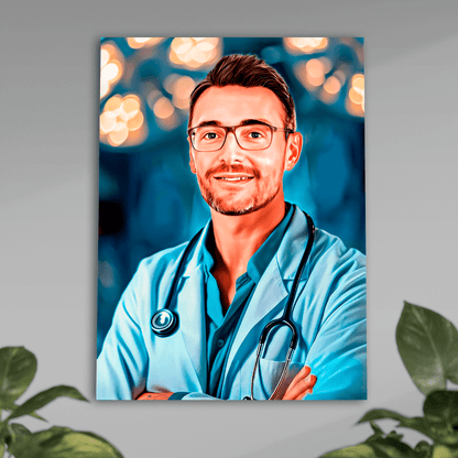 Portret doktora - plakat, spersonalizowany prezent dla lekarza - Adamell.pl
