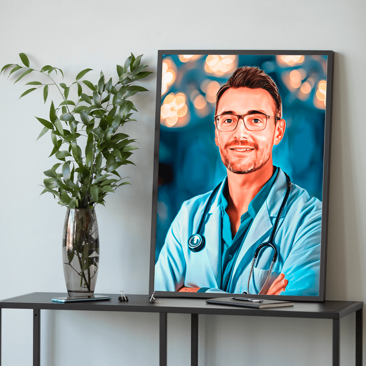 Portret doktora - plakat, spersonalizowany prezent dla lekarza - Adamell.pl