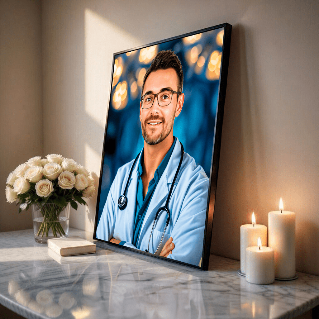 Portret doktora - plakat, spersonalizowany prezent dla lekarza - Adamell.pl