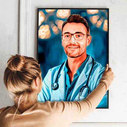 Portret doktora - plakat, spersonalizowany prezent dla lekarza - Adamell.pl