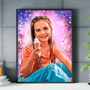 Portret dziecka + kolorowe tło - plakat, spersonalizowany prezent dla dziecka - Adamell.pl
