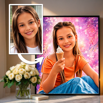 Portret dziecka + kolorowe tło - plakat, spersonalizowany prezent dla dziecka - Adamell.pl