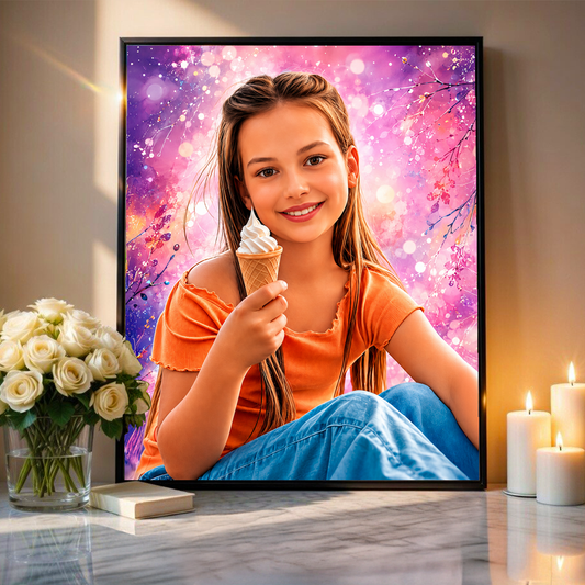 Portret dziecka + kolorowe tło - plakat, spersonalizowany prezent dla dziecka - Adamell.pl