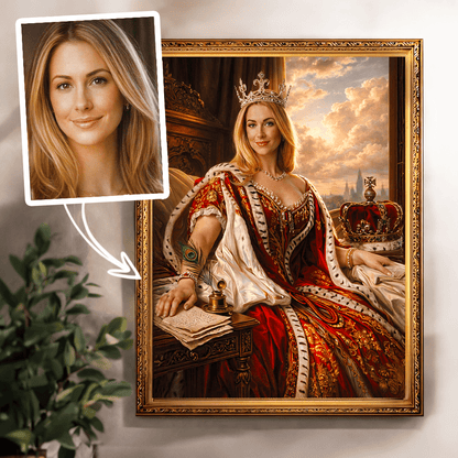 Portret historyczny królowa - druk na płótnie, spersonalizowany prezent - Adamell.pl