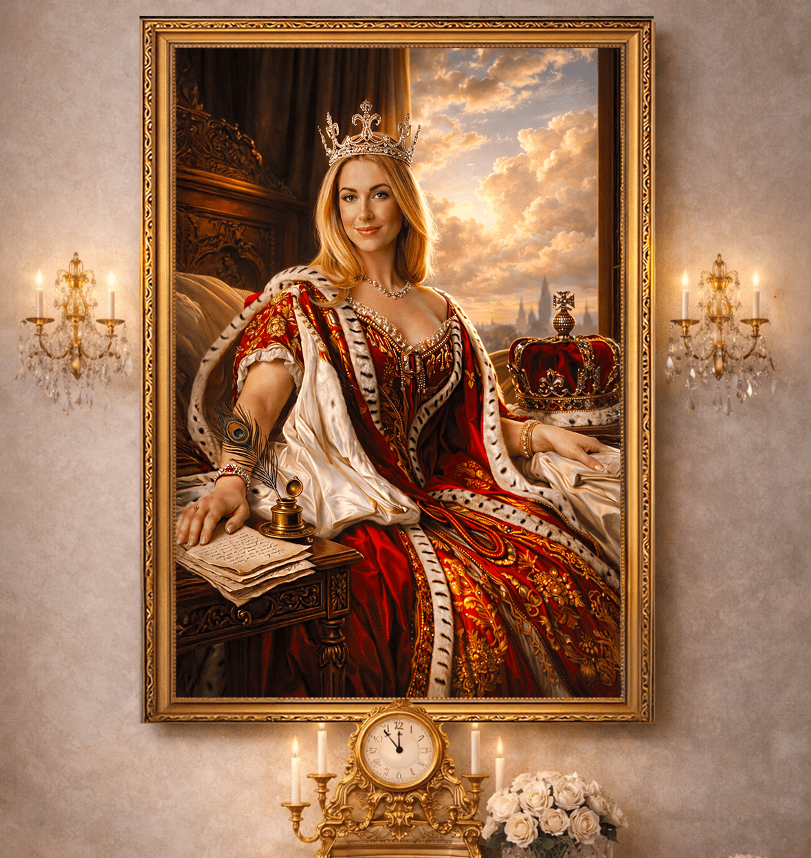 Portret historyczny królowa - druk na płótnie, spersonalizowany prezent - Adamell.pl