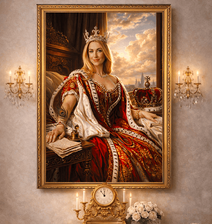 Portret historyczny królowa - druk na płótnie, spersonalizowany prezent - Adamell.pl