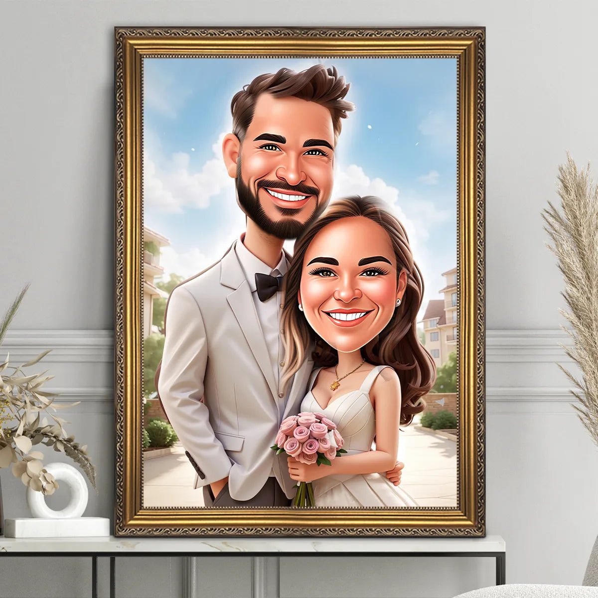 Portret ilustracja - druk na płótnie, spersonalizowany prezent dla pary - Adamell.pl