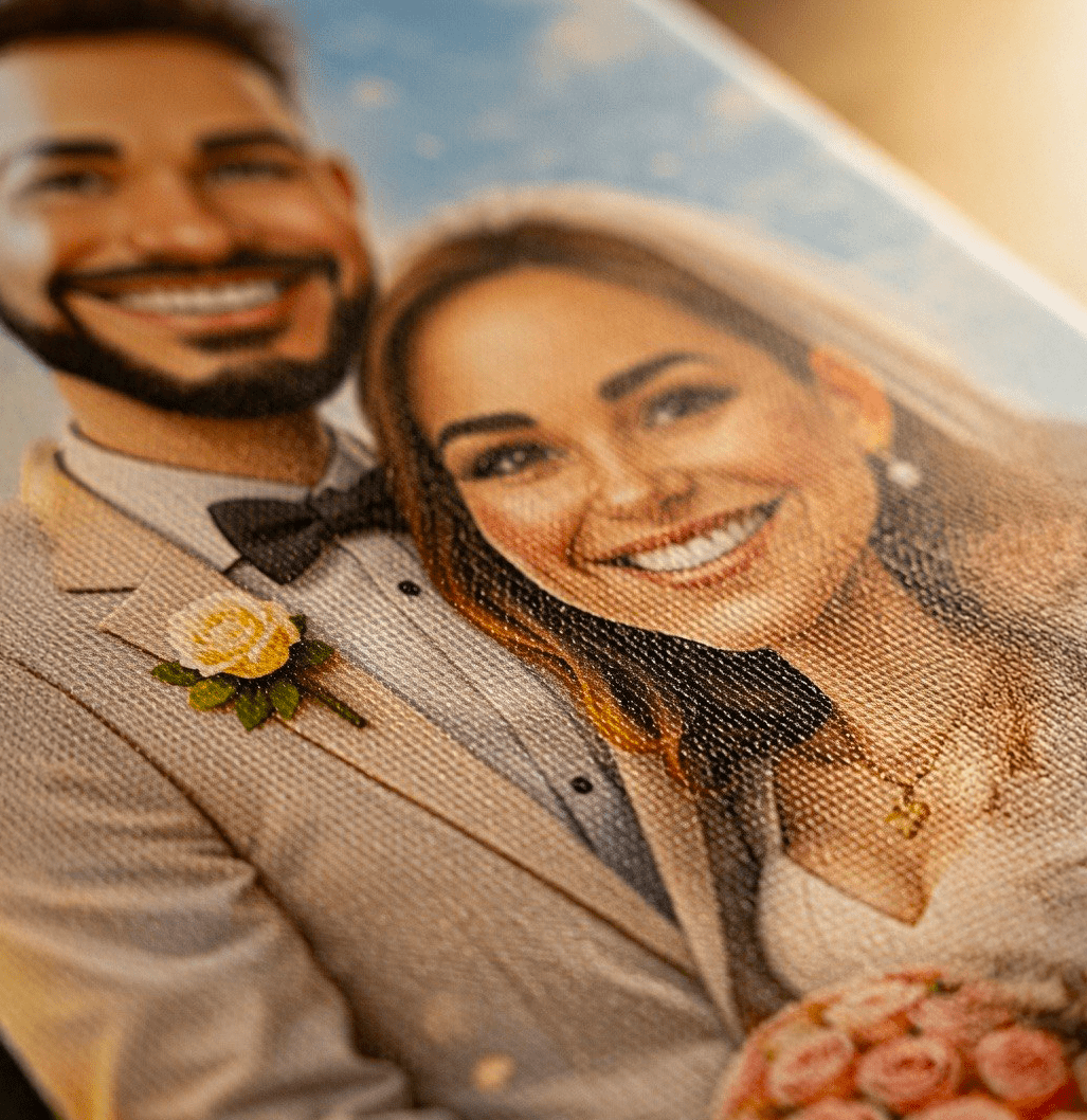 Portret ilustracja - druk na płótnie, spersonalizowany prezent dla pary - Adamell.pl