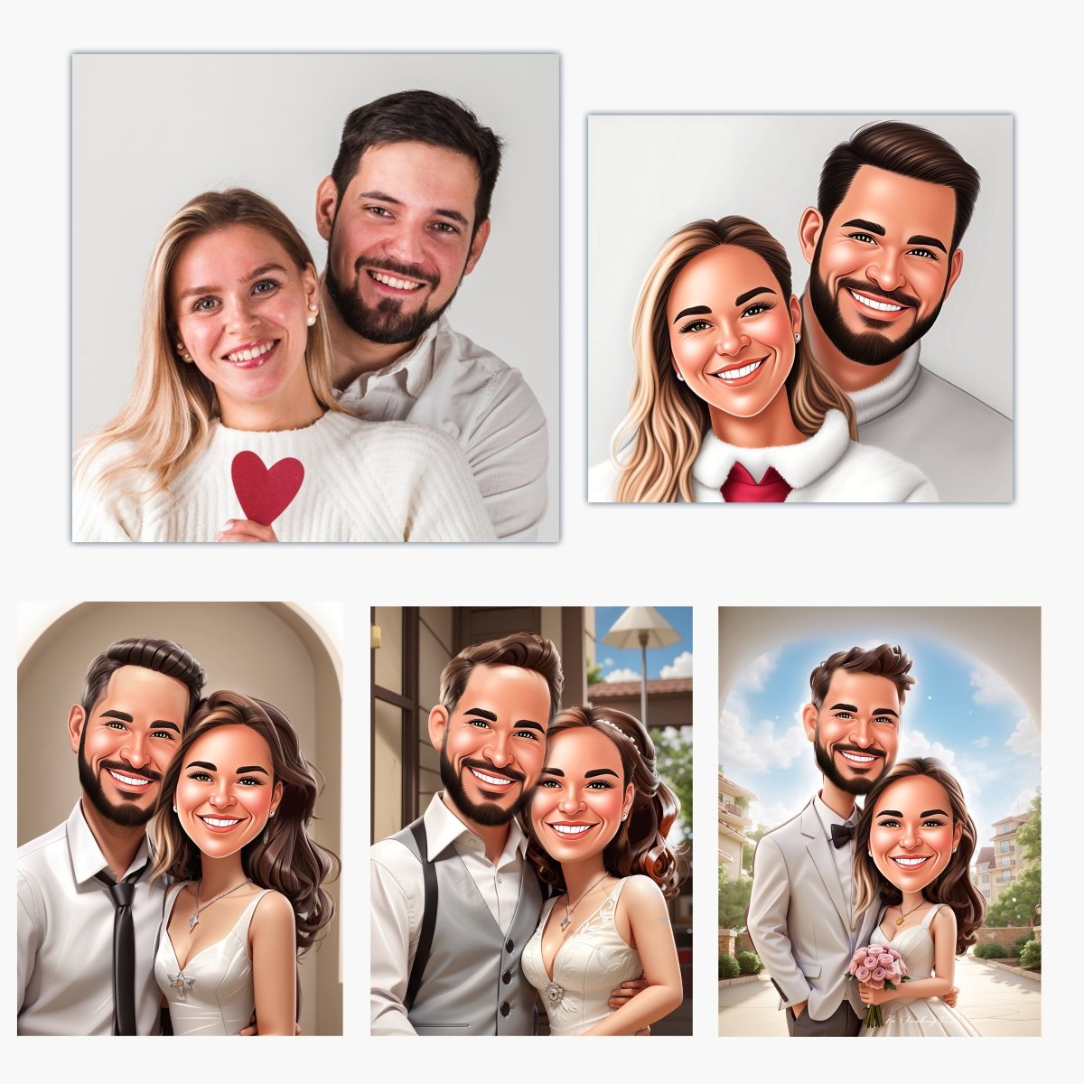 Portret ilustracja - druk na płótnie, spersonalizowany prezent dla pary - Adamell.pl