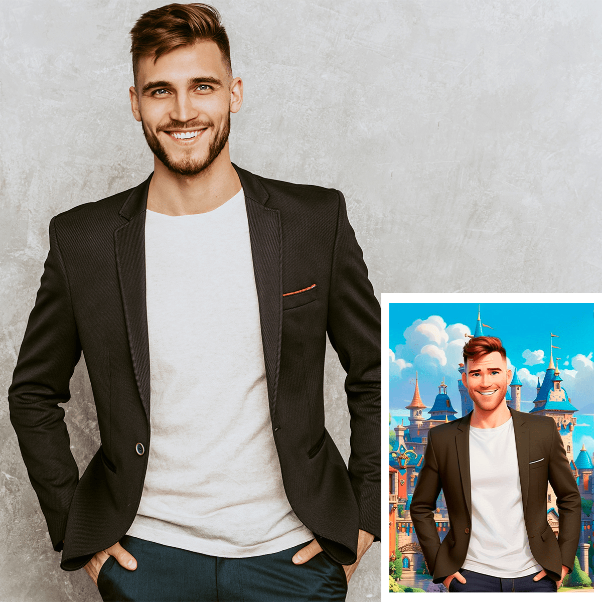 Portret jak z bajki - Druk na płótnie, spersonalizowany prezent dla niego - Adamell.pl