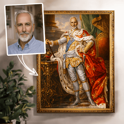 Portret króla - druk na płótnie, spersonalizowany prezent dla niego - Adamell.pl