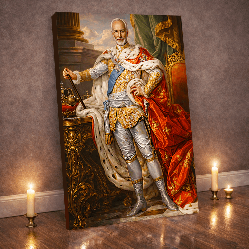 Portret króla - druk na płótnie, spersonalizowany prezent dla niego - Adamell.pl