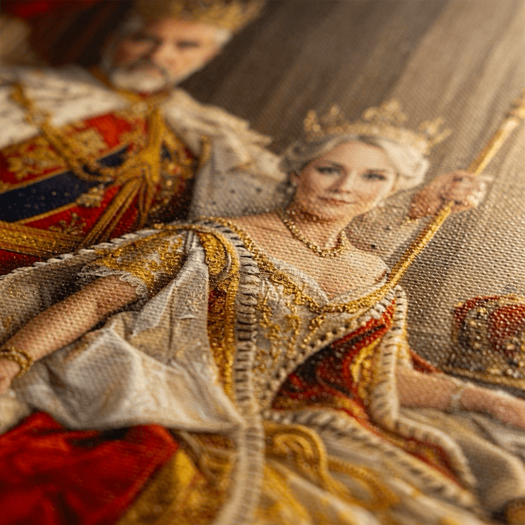 Portret króla z królową - druk na płótnie, spersonalizowany prezent dla dziadków - Adamell.pl