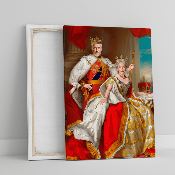 Portret króla z królową - druk na płótnie, spersonalizowany prezent dla dziadków - Adamell.pl
