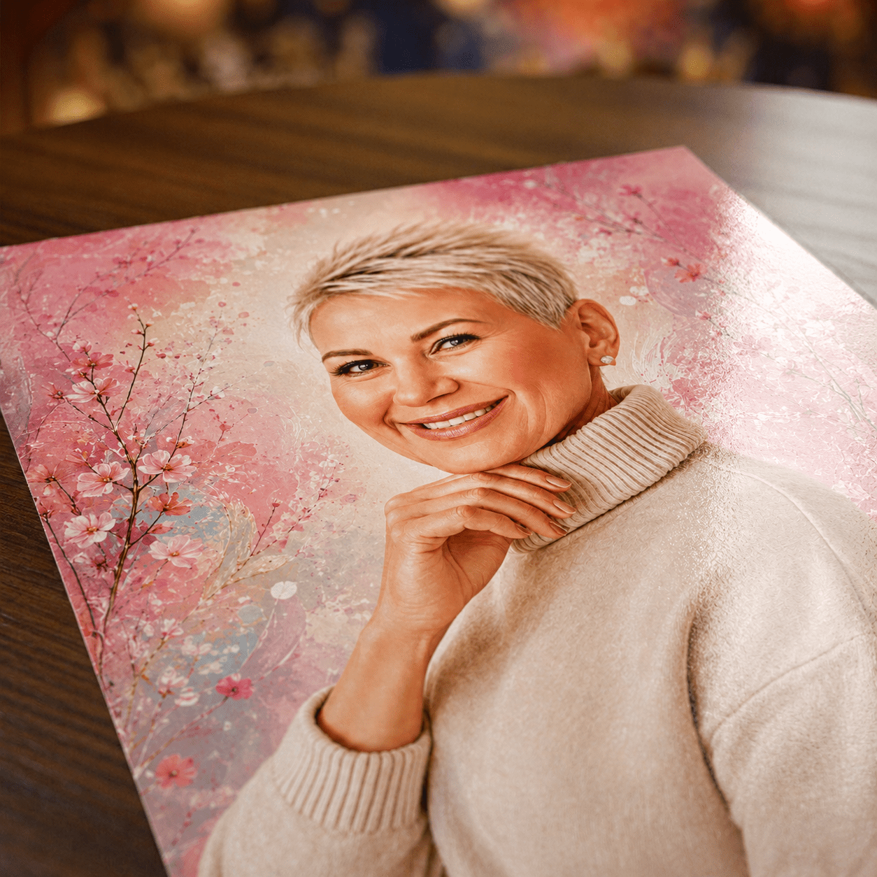 Portret mamy + kolorowe tło - plakat, spersonalizowany prezent dla mamy - Adamell.pl