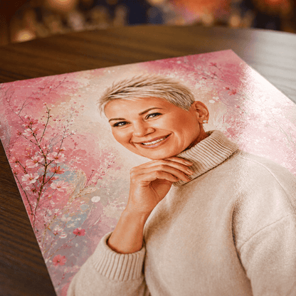 Portret mamy + kolorowe tło - plakat, spersonalizowany prezent dla mamy - Adamell.pl