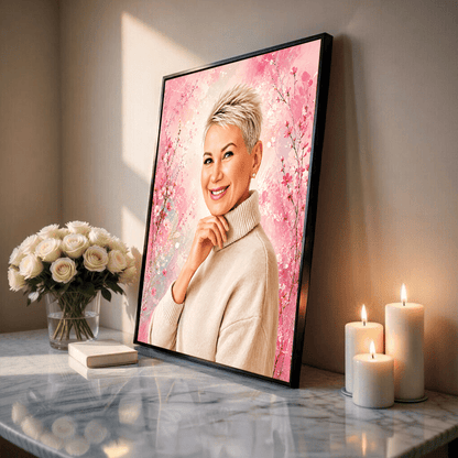 Portret mamy + kolorowe tło - plakat, spersonalizowany prezent dla mamy - Adamell.pl