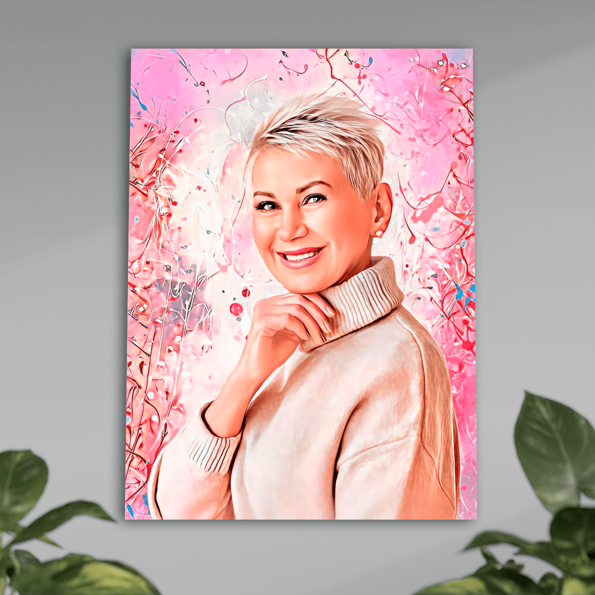 Portret mamy + kolorowe tło - plakat, spersonalizowany prezent dla mamy - Adamell.pl
