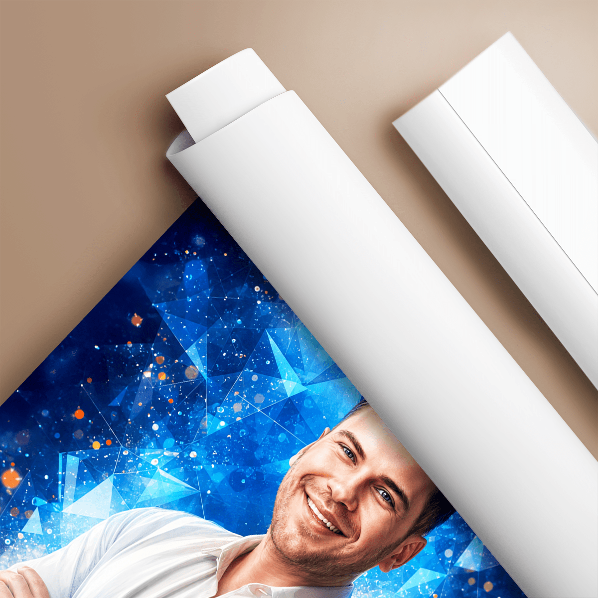 Portret mężczyzny + kolorowe tło - plakat, spersonalizowany prezent dla niego - Adamell.pl