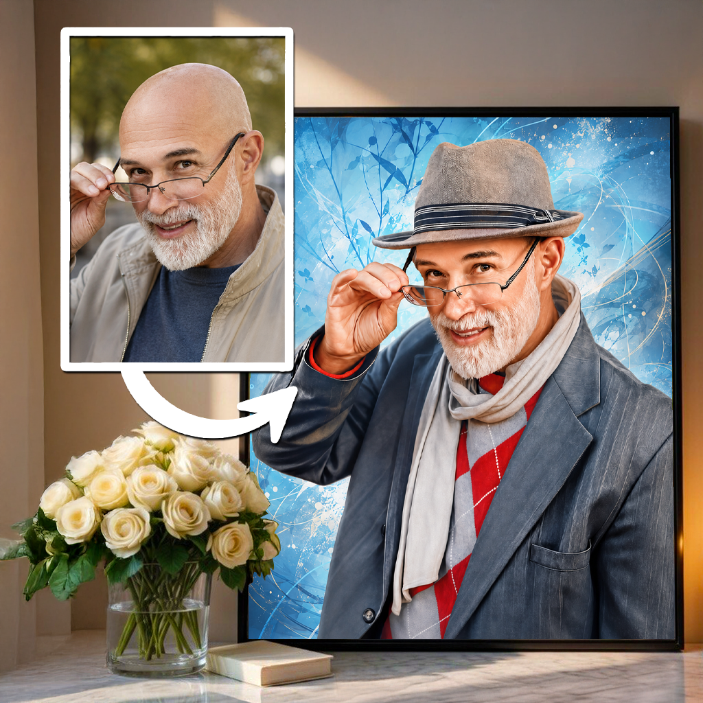 Portret mojego dziadka - plakat, spersonalizowany prezent dla dziadka - Adamell.pl