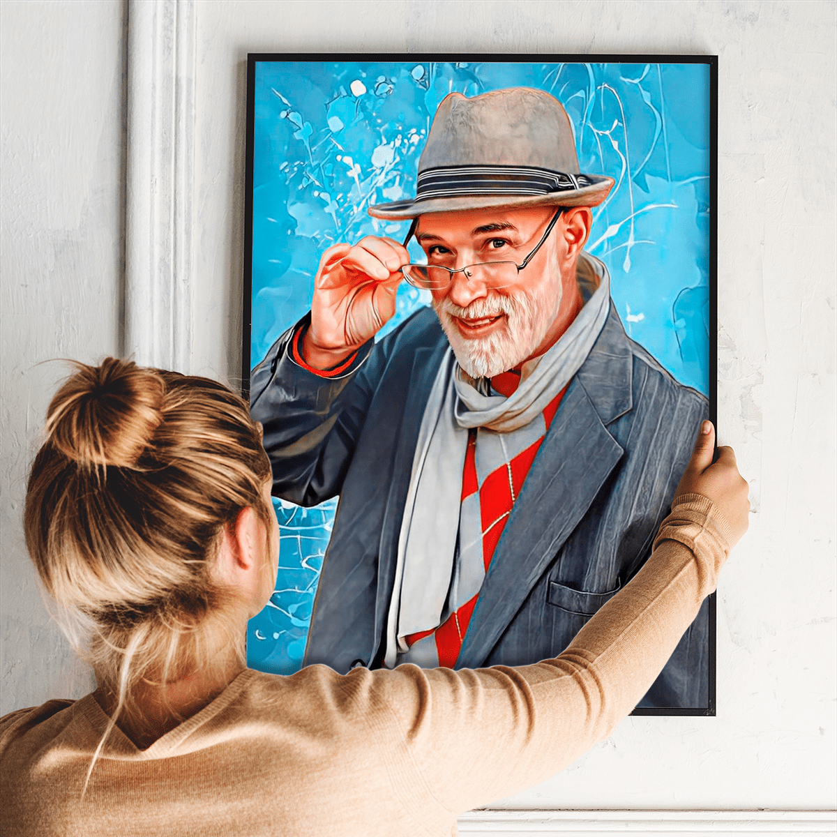 Portret mojego dziadka - plakat, spersonalizowany prezent dla dziadka - Adamell.pl