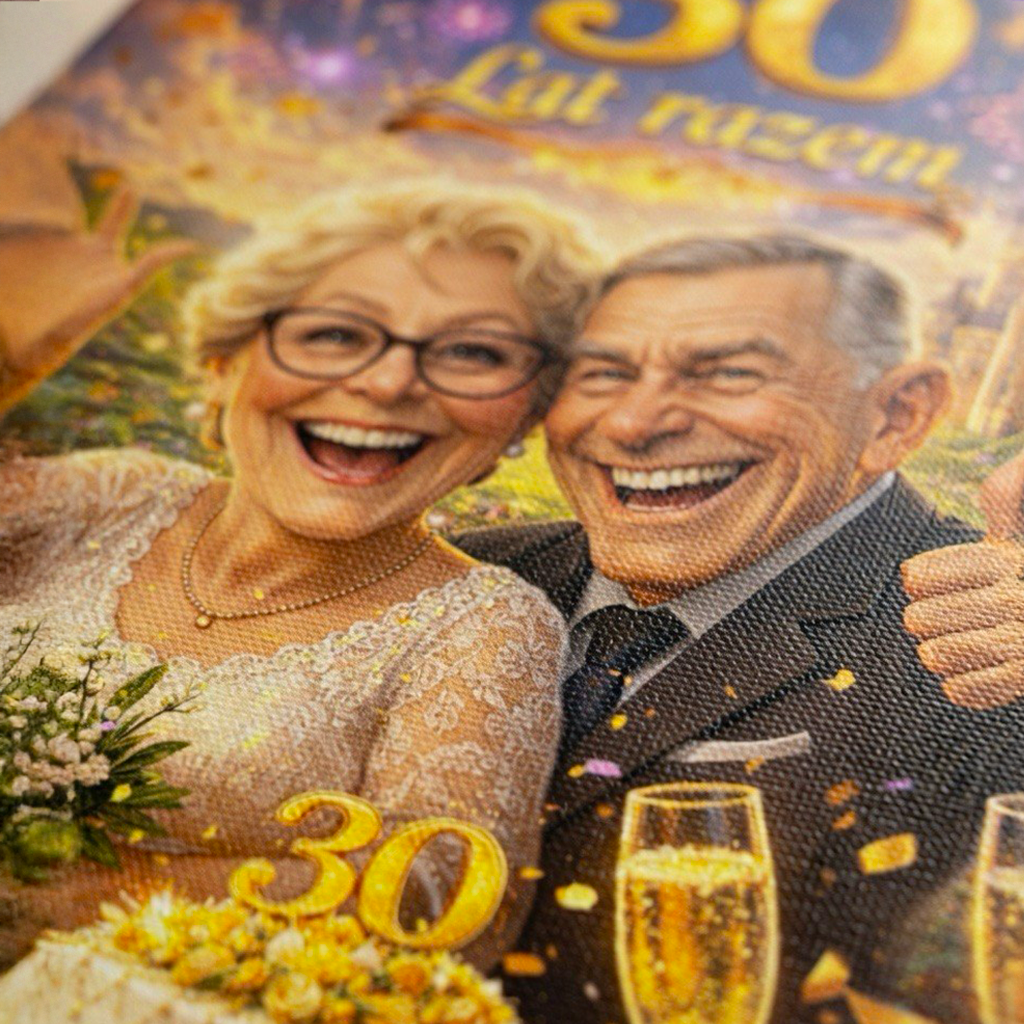 Portret na ich 30 rocznicę ślubu - druk na płótnie, spersonalizowany prezent dla pary - Adamell.pl