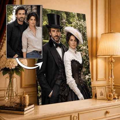 Portret para lady + men - druk na płótnie, spersonalizowany prezent dla pary - Adamell.pl