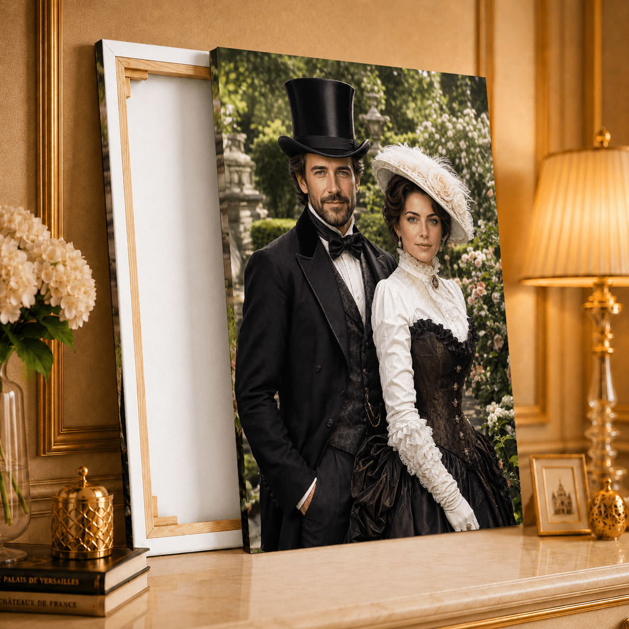 Portret para lady + men - druk na płótnie, spersonalizowany prezent dla pary - Adamell.pl
