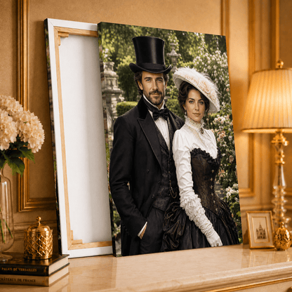 Portret para lady + men - druk na płótnie, spersonalizowany prezent dla pary - Adamell.pl
