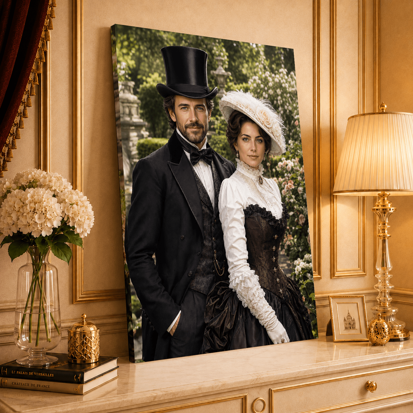 Portret para lady + men - druk na płótnie, spersonalizowany prezent dla pary - Adamell.pl