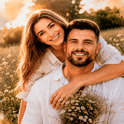 Portret pary akwarelą - druk na płótnie, spersonalizowany prezent dla pary - Adamell.pl