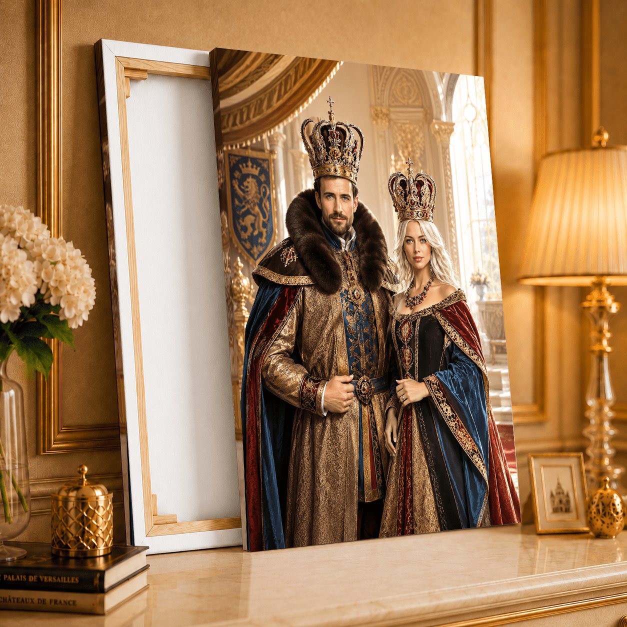 Portret pary królewskiej - druk na płótnie, spersonalizowany prezent dla rodziców - Adamell.pl