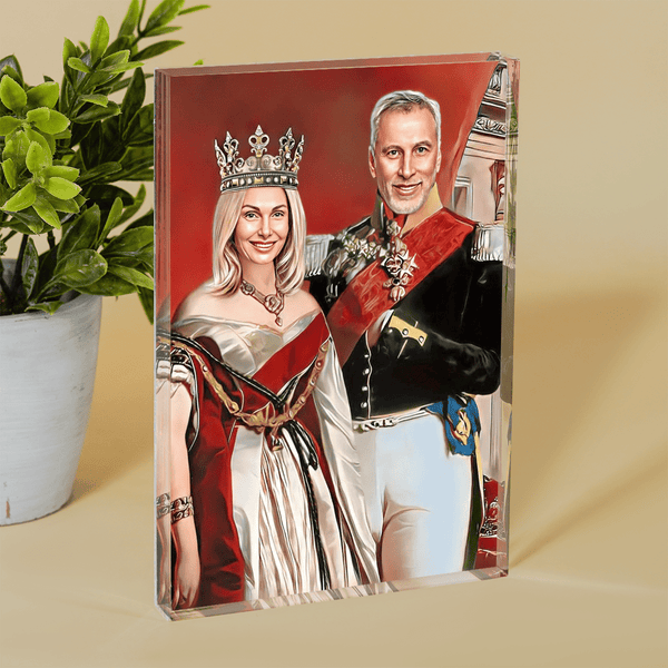 Portret pary w stylu królewskim - Druk na szkle, spersonalizowany prezent dla pary - Adamell.pl