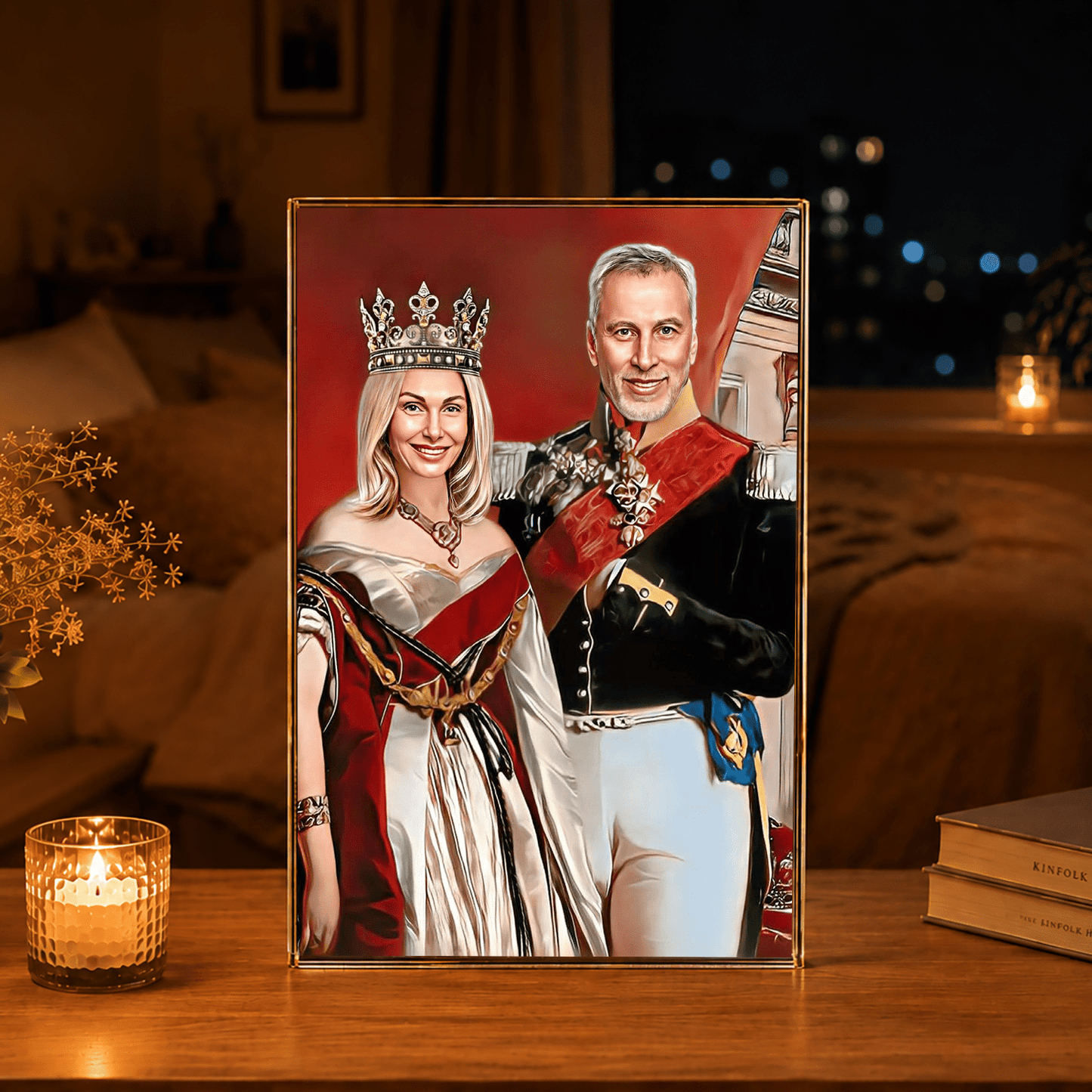 Portret pary w stylu królewskim - Druk na szkle, spersonalizowany prezent dla pary - Adamell.pl