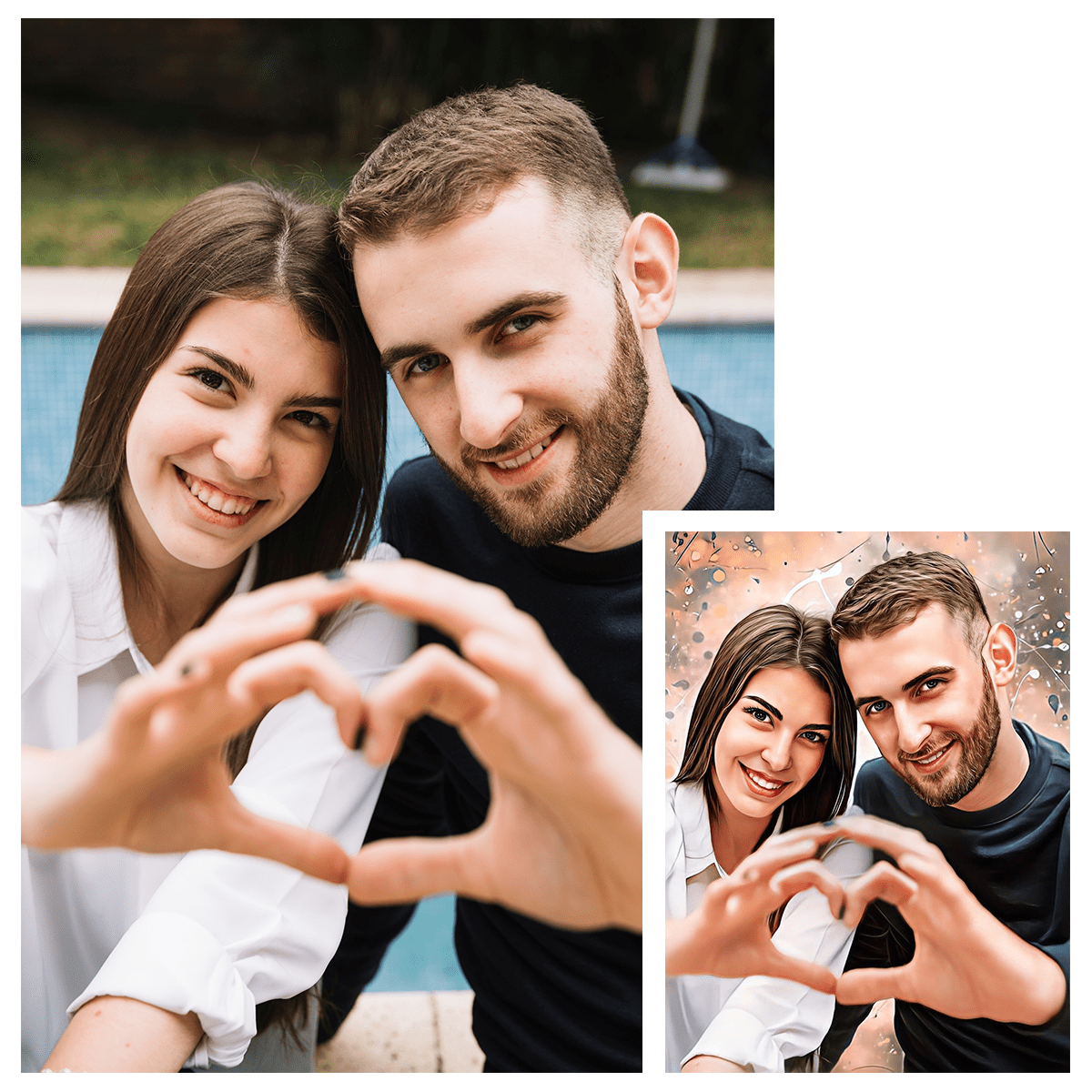 Portret pary zakochanych - plakat, spersonalizowany prezent dla pary - Adamell.pl