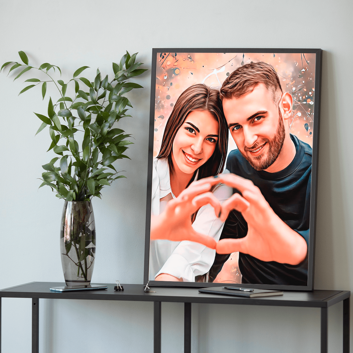 Portret pary zakochanych - plakat, spersonalizowany prezent dla pary - Adamell.pl