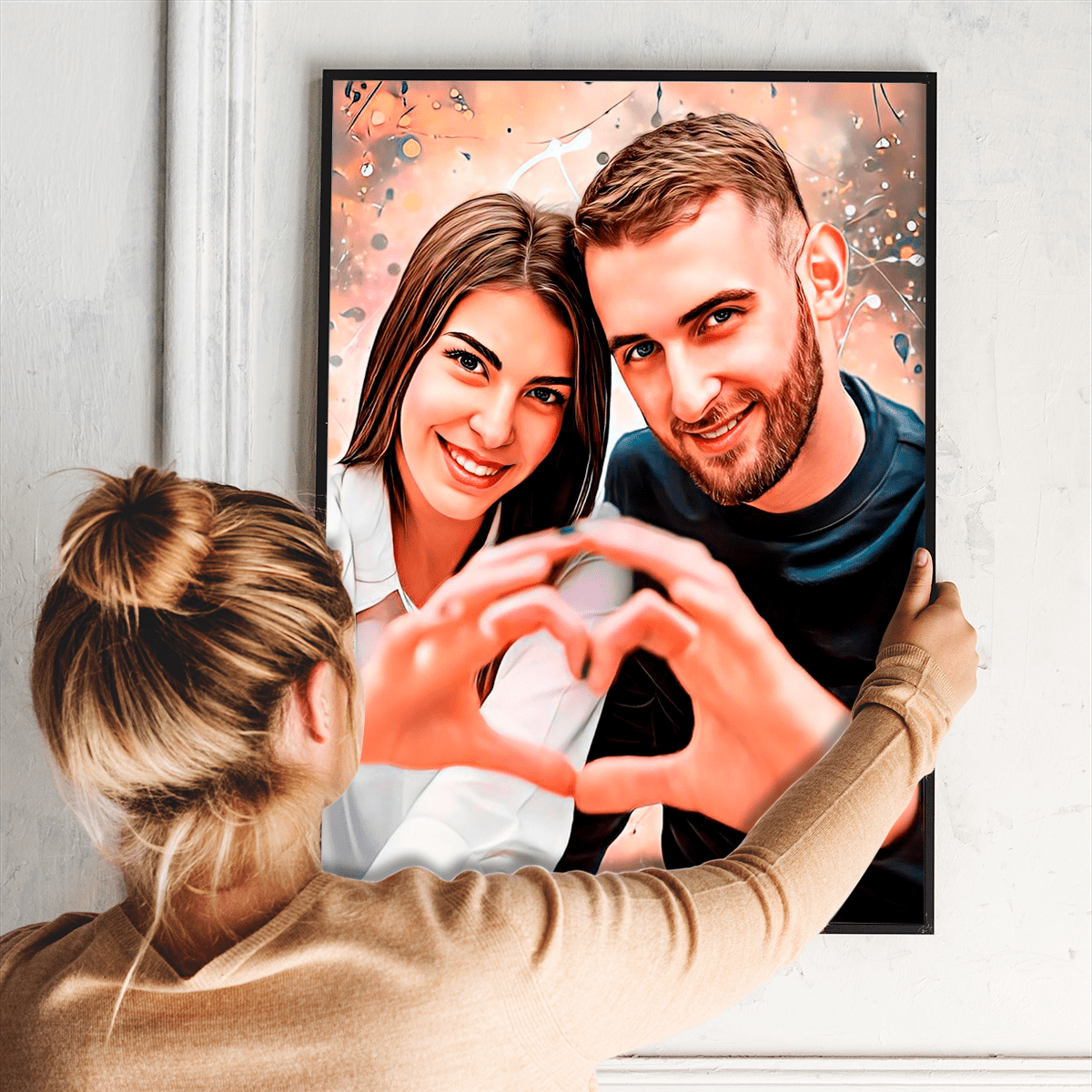 Portret pary zakochanych - plakat, spersonalizowany prezent dla pary - Adamell.pl