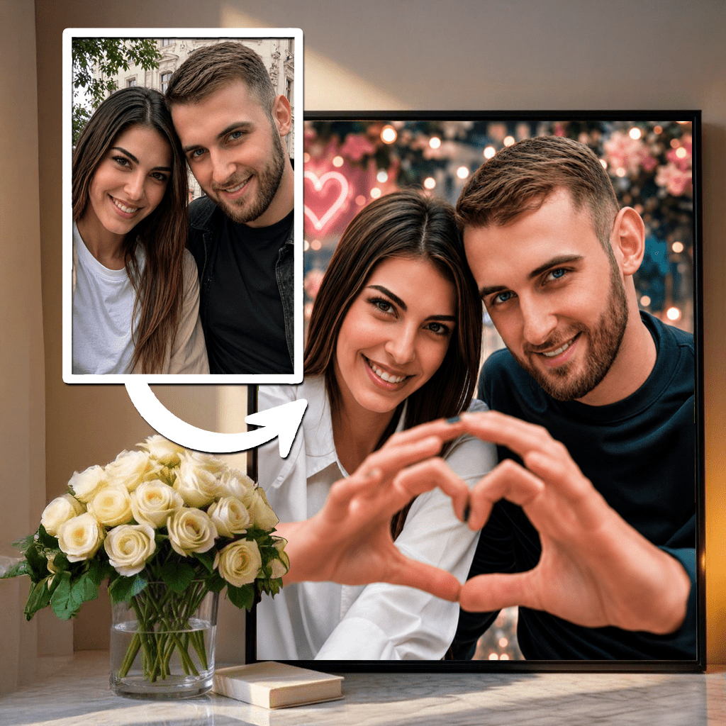 Portret pary zakochanych - plakat, spersonalizowany prezent dla pary - Adamell.pl
