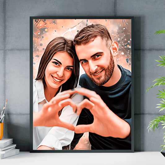 Portret pary zakochanych - plakat, spersonalizowany prezent dla pary - Adamell.pl