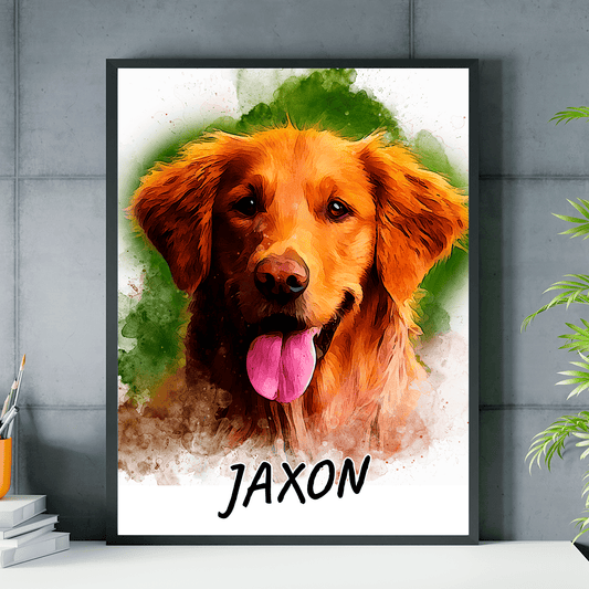 Portret pupila + imię - plakat, spersonalizowany prezent dla właściciela psa - Adamell.pl