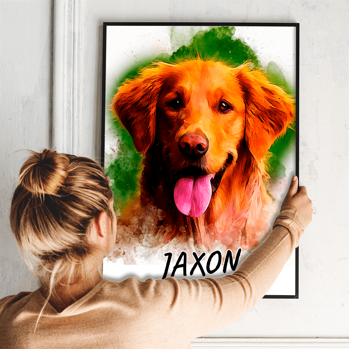 Portret pupila + imię - plakat, spersonalizowany prezent dla właściciela psa - Adamell.pl