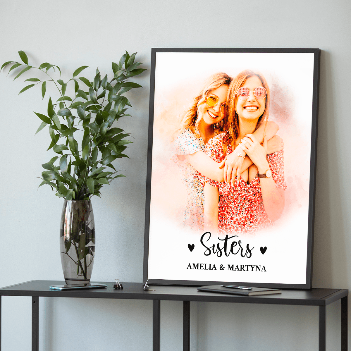 Portret sióstr - plakat, spersonalizowany prezent dla siostry - Adamell.pl
